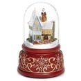 thumbnail image 1 of Filigree Red Santa Dome 5.5 inch Resin Decorative Windup Snow globe, 1 of 5