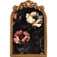 thumbnail image 1 of Home Decor Collection 6x8 Gold Ornate Arch Tabletop Framed Moody Roses Floral Art with Metal Easel Back, Floral on Black Crystex Textured Finish Vintage Decorative Accent, 1 of 10