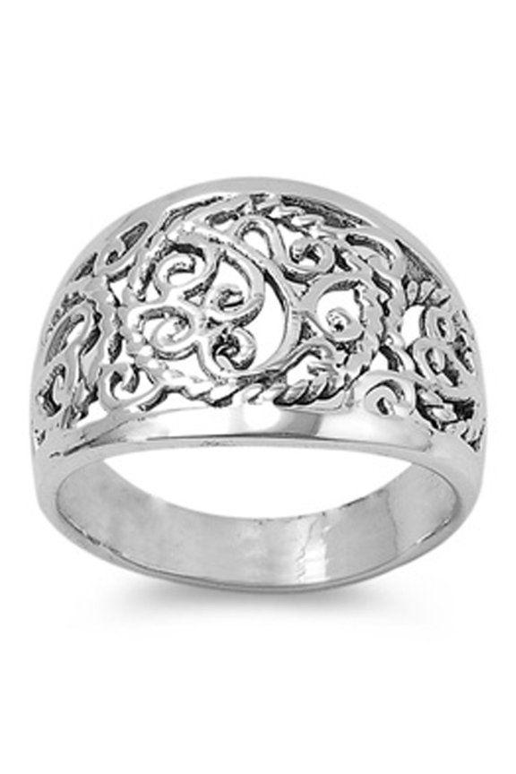Filigree Rope Twist Oxidized Floral Ring 925 Sterling Silver Band Jewelry Female Male Unisex Size 6