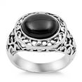 thumbnail image 1 of Filigree Simulated Black Onyx Vintage Ring 925 Sterling Silver Band CZ Jewelry Female Size 7, 1 of 4