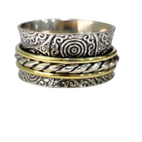 Filigree Spinner Band, Meditation Ring, 925 Sterling Silver Ring, Spinning Thumb Ring, Two Tone Ring, Fidget Ring, Handmade Jewelry, Christmas Oxidized, Womans Band Ring, Anxiety Ring, Mans Band Gifts