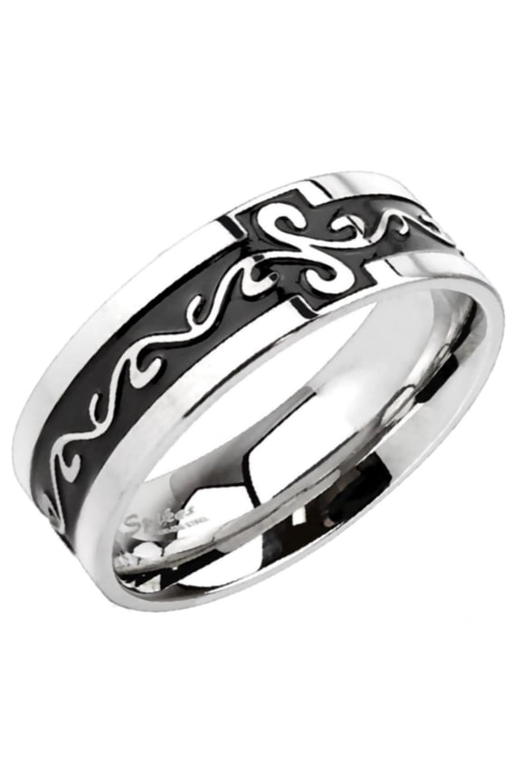 Filigree Steampunk Stainless Steel Ring - Women's 6mm, Men's 8mm