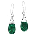 thumbnail image 1 of Filigree Swirl Teardrop Green Malachite Inlay .925 Silver Dangle Earrings, 1 of 5
