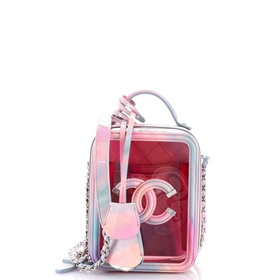 Pre-Owned CHANEL Filigree Vertical Vanity Case PVC with Lambskin By Rebag