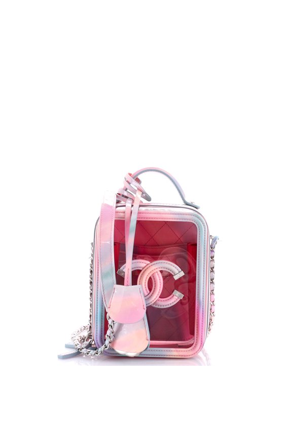 Pre-Owned CHANEL Filigree Vertical Vanity Case PVC with Lambskin By Rebag