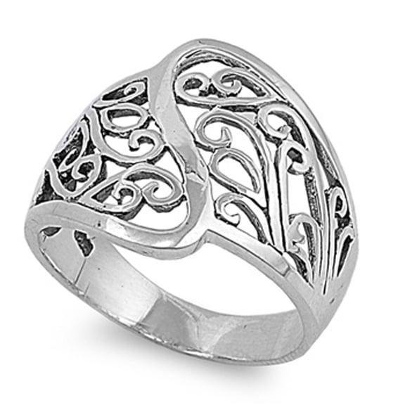 Filigree Wave Victorian Style Ring 925 Sterling Silver Band Jewelry Female Male Unisex Size 10