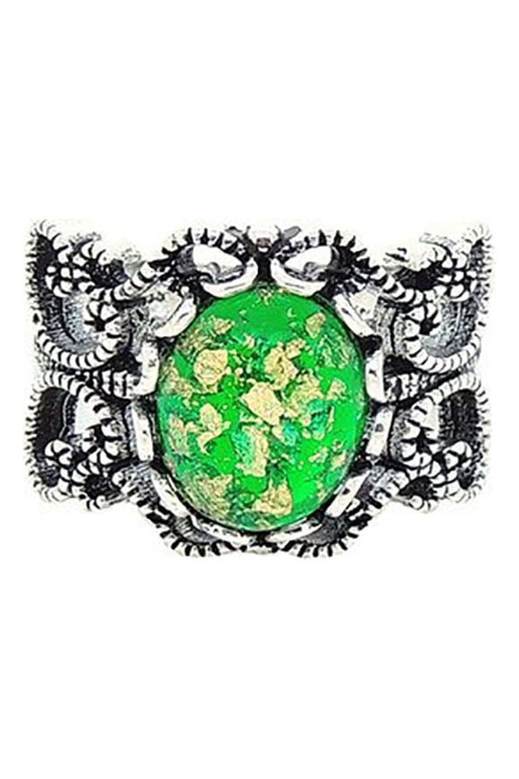 Filigree Green Fire Opal Statement Ring Women Ginger Lyne Collection