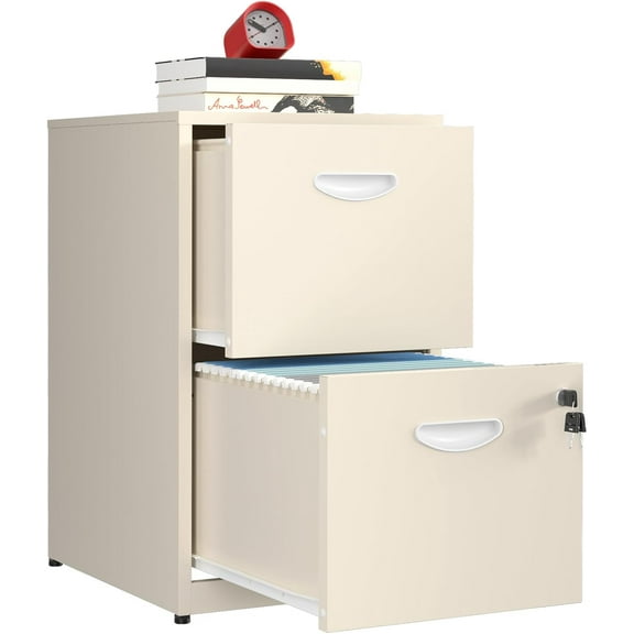Filing Cabinet 2 Drawer with Lock, Under Desk Metal Filing Cabinet, Two Drawer Vertical File Cabinets Suitable for Letter-Size Files, Light Duty Metal File Storage for Home Office - Assembly Required