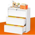 Filing 3 Drawer, Metal Horizontal File with Lock