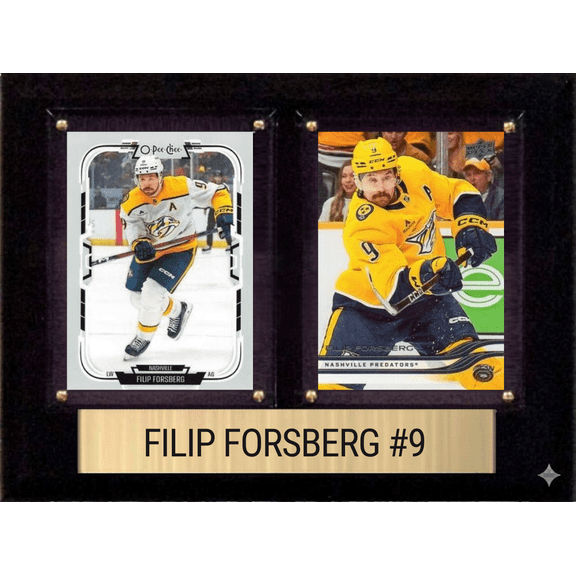 Filip Forsberg Nashville Predators Fan Gift Plaque 6x8 2 Cards Upper Deck 2024 2025 2026
