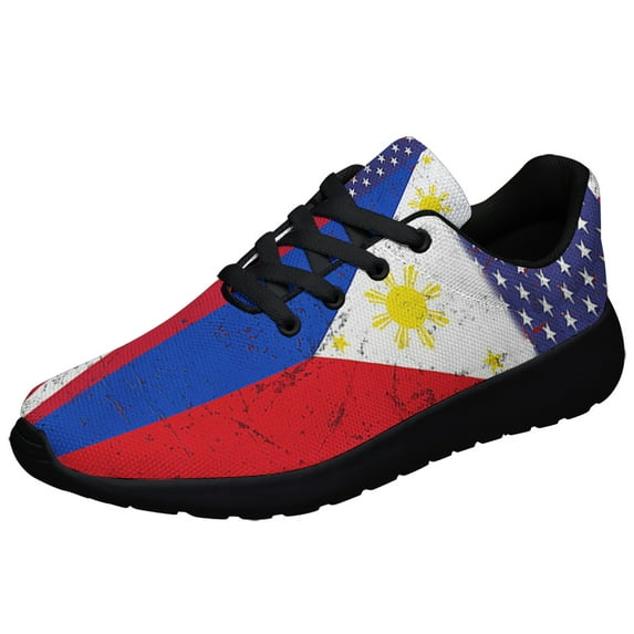 Filipino American flag Shoes Sneakers for Women Men Black Size 10.5