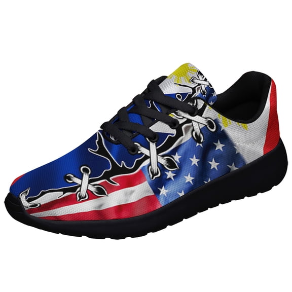 Filipino American flag Shoes Sneakers for Women Men Black Size 11