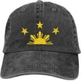 thumbnail image 1 of Filipino Flag Funny Hat Adjustable Denim Baseball Cap Black Dad Hat Men Women, 1 of 6