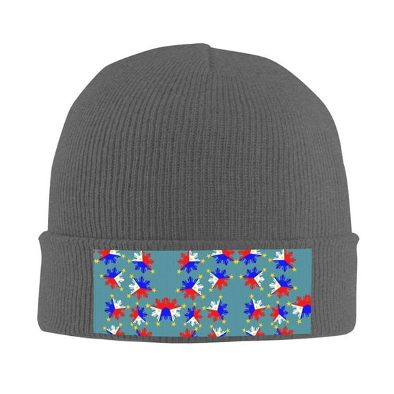 Filipino Flag Stars Sun Pattern Beanie Hat Men Women Warm Printed Cap Knit Beanies Hats Outdoor Winter Deep Heather