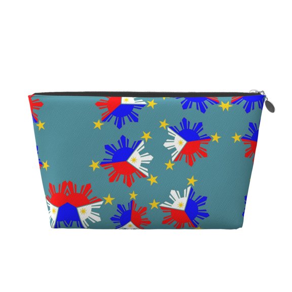 Filipino Flag Stars Sun Pattern Handbag Purse Tote Organizer Zipper Closure Cosmetic Pouch Bag For Travelling