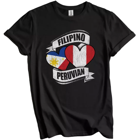 Filipino Peruvian Hearts Philippines Peru Flags T-Shirt, Unisex T-Shirt