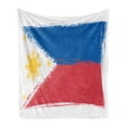 thumbnail image 1 of Filipino Soft Flannel Fleece Throw Blanket, Brush Stroke Style Grungy Philippines National Flag Print, Cozy Plush for Indoor and Outdoor Use, 60" x 80", Cobalt Blue Yellow, by Ambesonne, 1 of 5