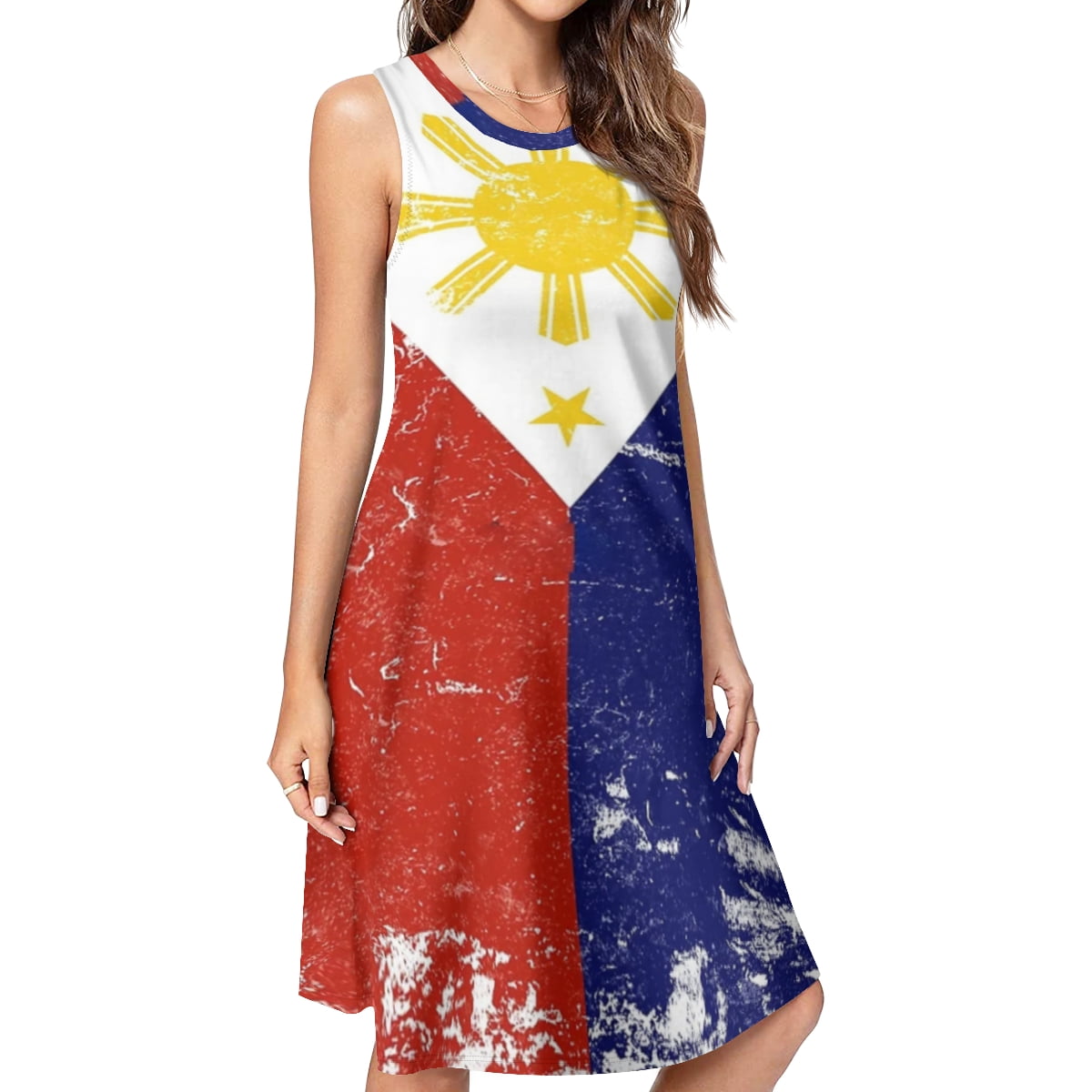 Filipino Vintage Distressed Philippines Flag Spring Summer Dresses for Women  Fashion T-shirt Dress Casual Sleeveless Loose Sundress with Pockets -  Walmart.com