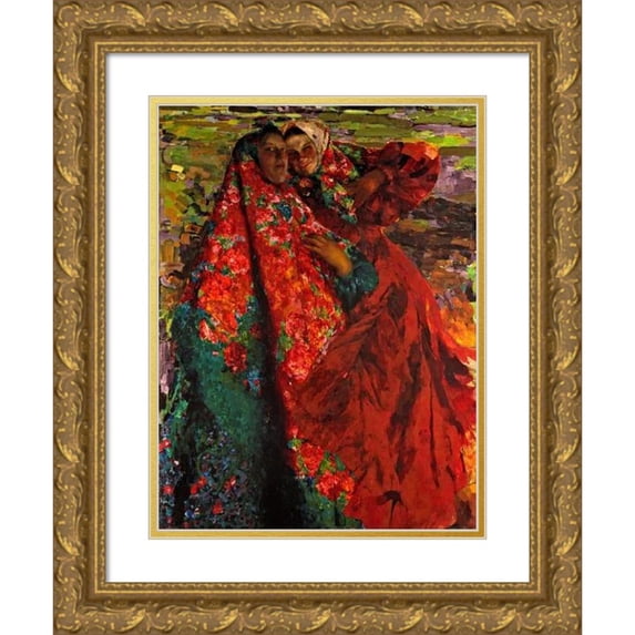 Filipp Malyavin 19x24 Gold Ornate Framed and Double Matted Museum Art Print Titled - Peasant Women