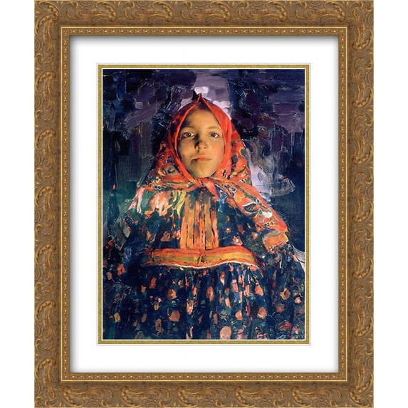 Filipp Malyavin 2x Matted 20x24 Gold Ornate Framed Art Print 'Verka'