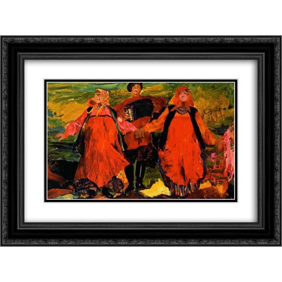Filipp Malyavin 2x Matted 24x18 Black Ornate Framed Art Print 'Singing peasants'