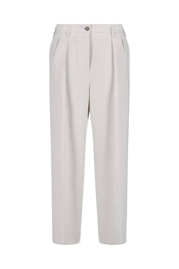 Cream Paloma Mid-Rise Wide Leg Trousers (Women's)