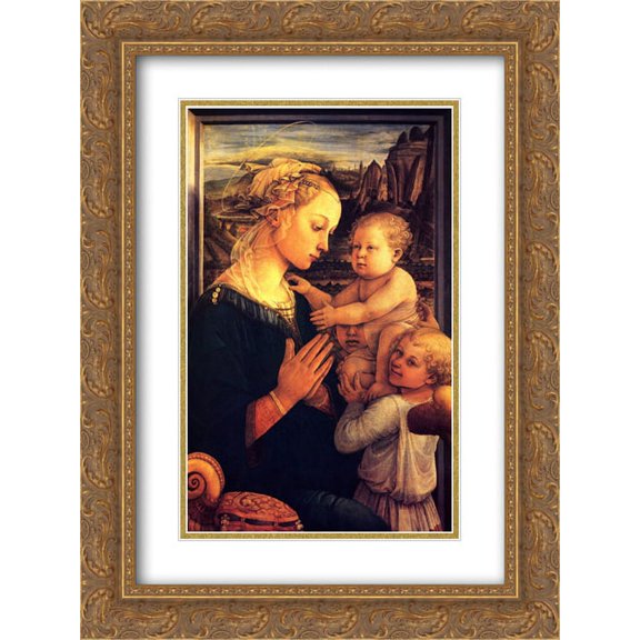 Filippino Lippi 2x Matted 20x24 Gold Ornate Framed Art Print 'Virgin with Chilrden'