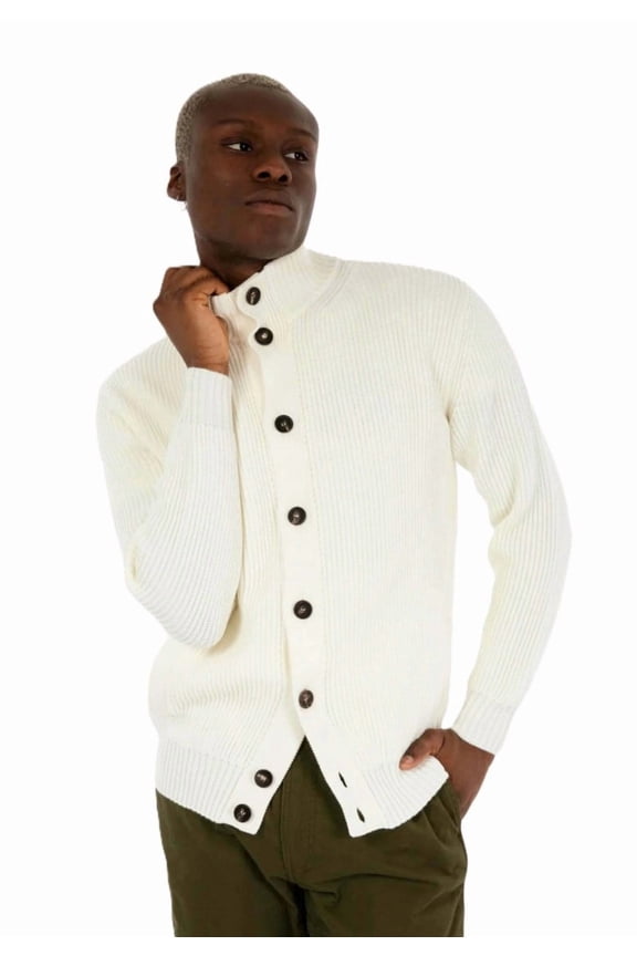 Ribbed Knit Merino Wool Cardigan (Men's)
