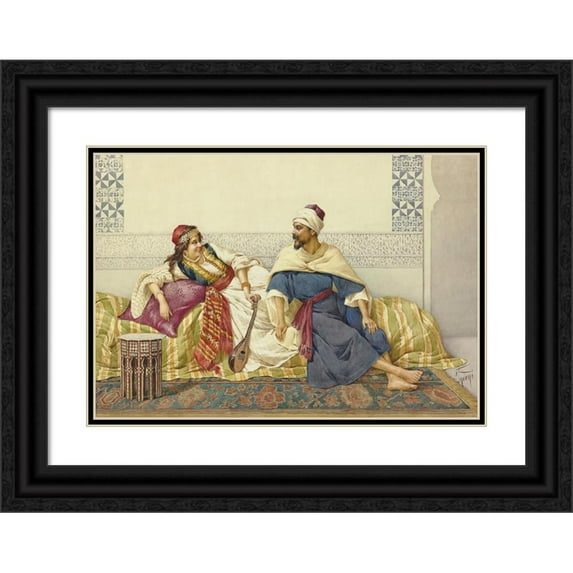 Filippo Indoni 24x18 Black Ornate Framed Double Matted Museum Art Print Titled: The Courtship