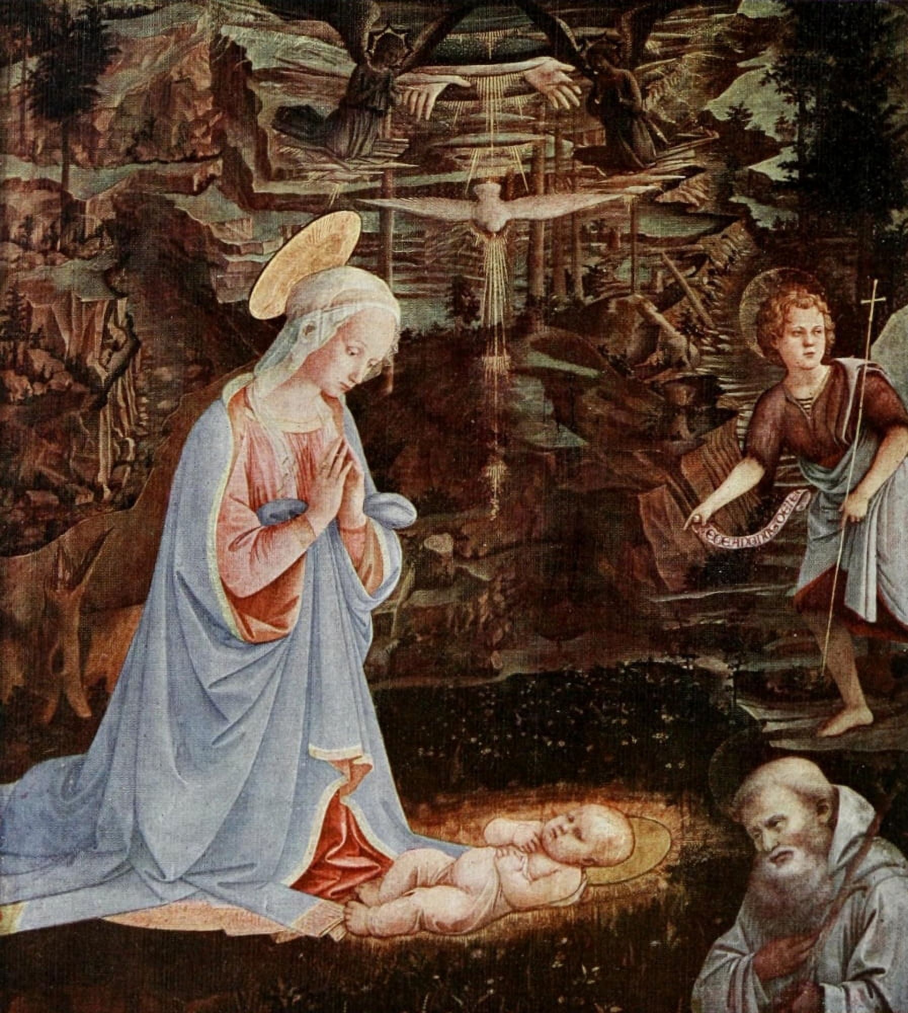 Filippo Lippi 1911 The Virgin adoring the infant Saviour Canvas Art - Filippo Lippi (18 x 24)