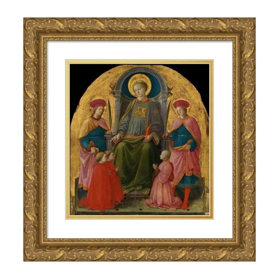 Filippo Lippi 20x21 Gold Ornate Framed and Double Matted Museum Art Print Titled - Saint Lawrence Enthroned with Saints and Donors (1440s)