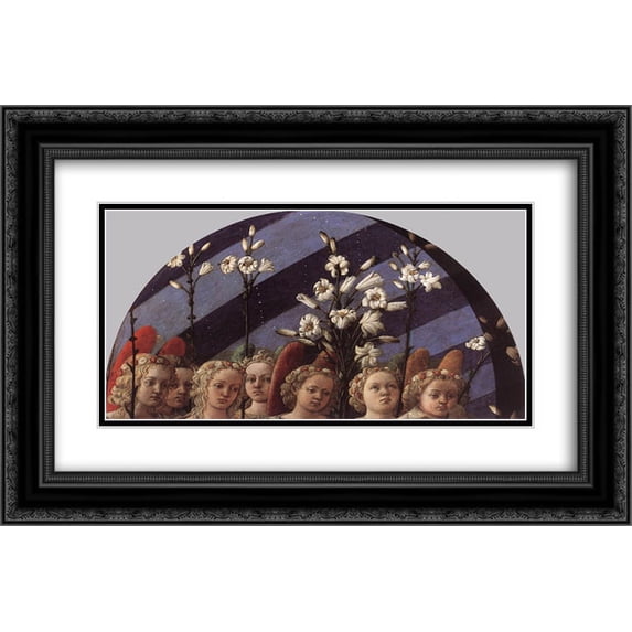 Filippo Lippi 2x Matted 24x16 Black Ornate Framed Art Print 'Coronation of the Virgin (detail)'
