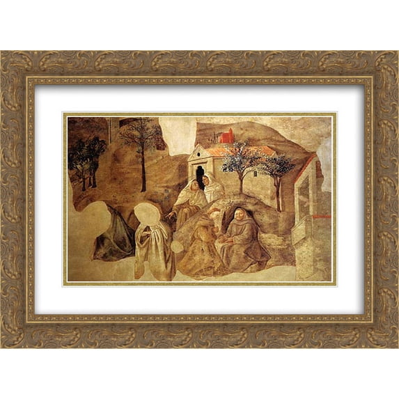 Filippo Lippi 2x Matted 24x20 Gold Ornate Framed Art Print 'Confirmation of the Carmelite Rule'