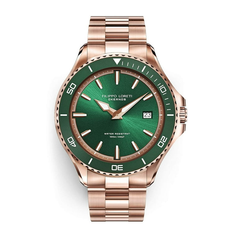 Filippo Loreti Okeanos Rose Gold Green Link 2020 Edition with SS Case Model 00674 Walmart