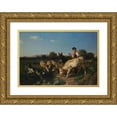 thumbnail image 1 of Filippo Palizzi 24x18 Gold Ornate Framed and Double Matted Museum Art Print Titled - To the Abbaverata (1867), 1 of 4