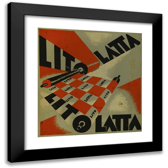 Filippo Tommaso Marinetti 12x13 Black Modern Framed Museum Art Print Titled - Words in Freedom; Futurists Olfactory Tactile-Term Pl. 1 (1932)