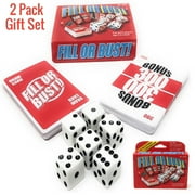 Fill or Bust Great Card and Dice Game - Family Fun Toy for all Ages - Great Gift Idea - Perfect for Vacations, Family Game Night, Birthdays, Xmas - 2 Pack Bundle Set