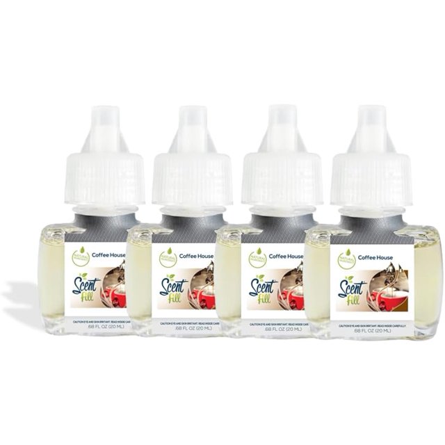 Fill Coffee House Plug in Air Freshener, Scented Oil Refills, 4 Plug In Refills Air Fresheners