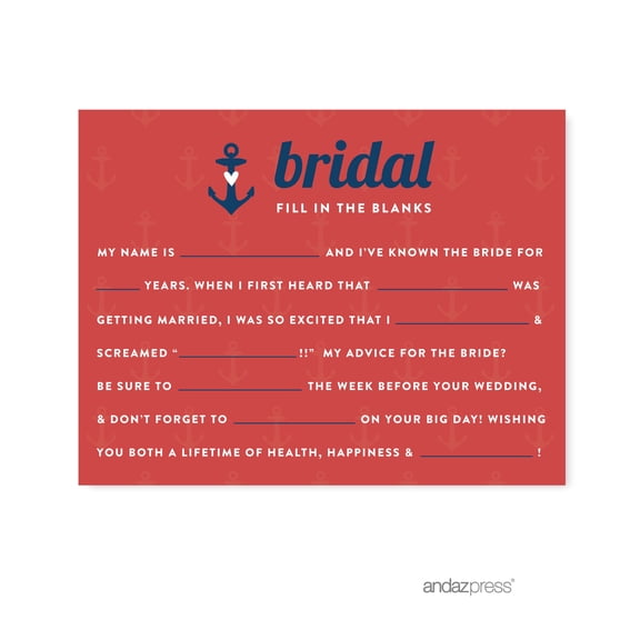 Koyal Wholesale Nautical Bridal Shower Advice Cards Ocean Theme, 20-Pack