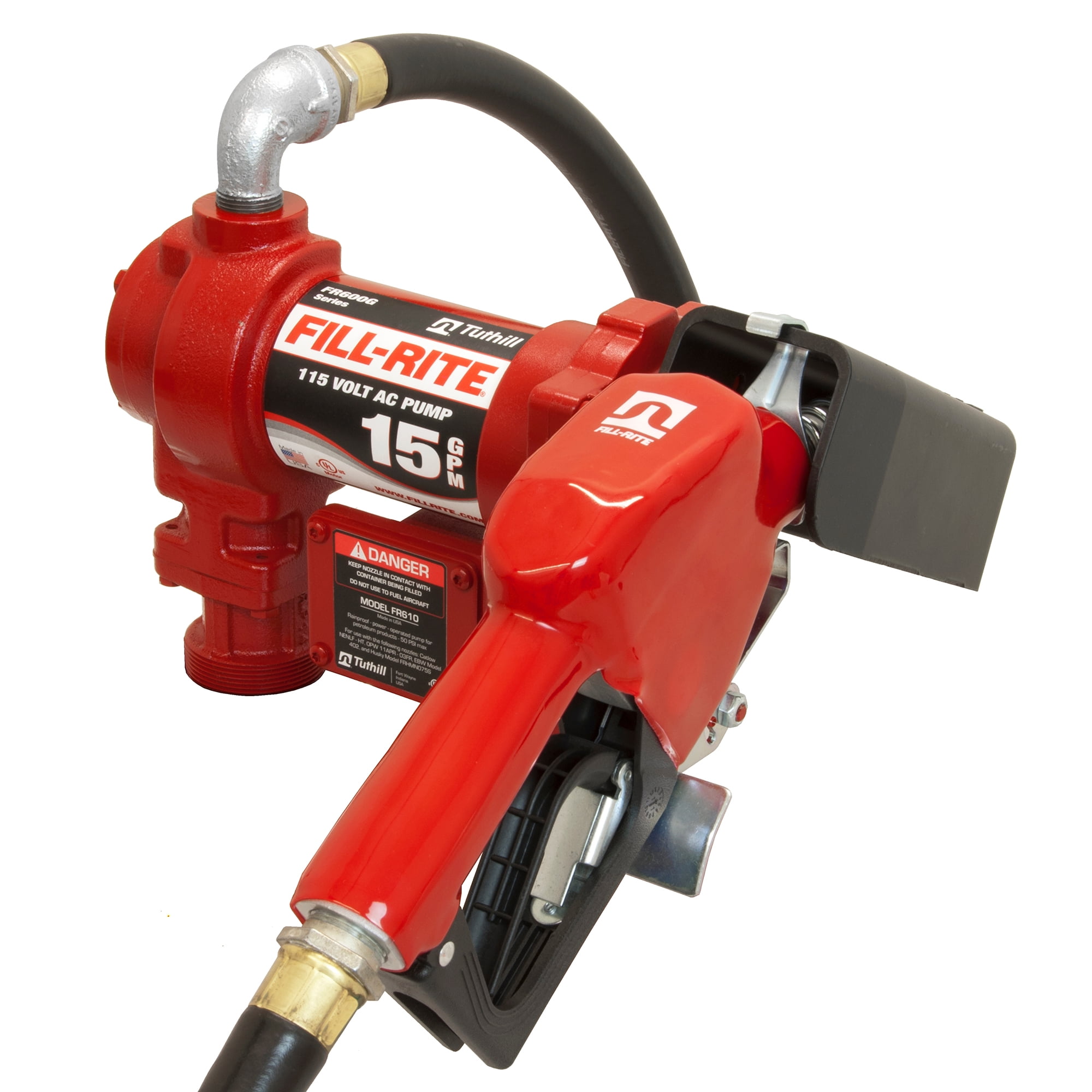 FillRite 115V AC Fuel Transfer Pump, Automatic Nozzle, 15 GPM, Red