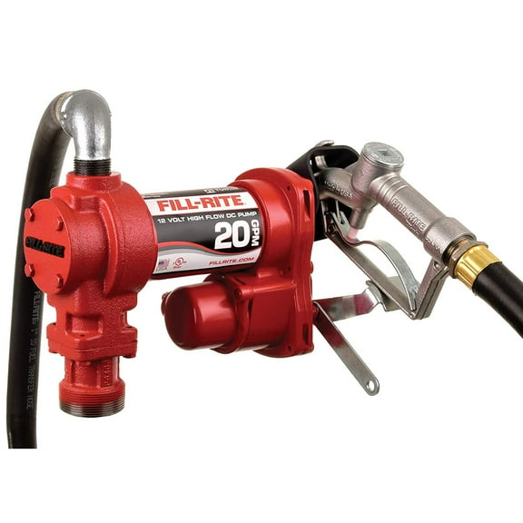 Fill-Rite FR4210H 12 Volt DC High Flow Fuel Transfer Pump with Hose and Nozzle
