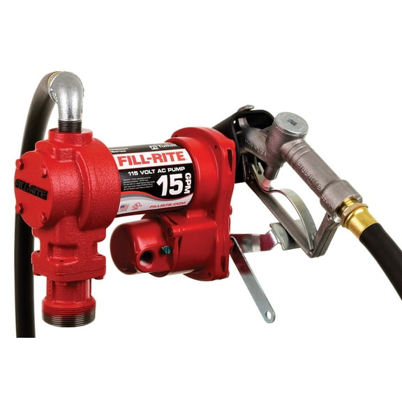 Fill-Rite FR610H 115V 15 GPM Fuel Transfer Pump w/Discharge Hose & Manual Nozzle
