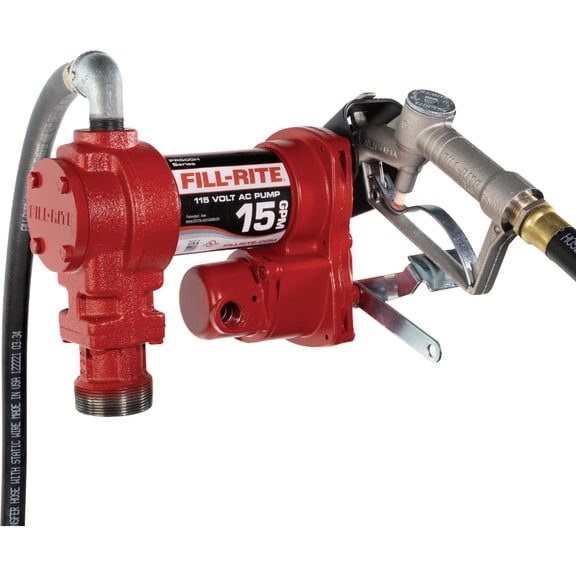 Fill-Rite Fuel Transfer Pump 600 Series FR610H - 115V 15 Gpm, Discharge Hose, Manual Nozzle