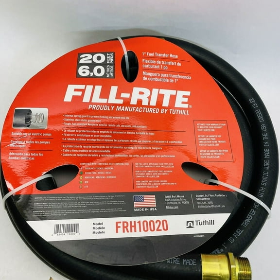 Fill-Rite Fuel Transfer Hose FRH10020 - 1 In NPT, Heavy Duty - 20 Ft
