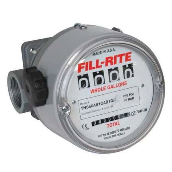 Fill-Rite TN860AN1CAB2GAC High Flow/High Pressure Rugged Application Meters, 150 PSI, 1-1/2" NPT, 6 to 60 LPM, 1-2 Viscosity Range 150 PSI 60 GPM - 1.5" Gas/Water