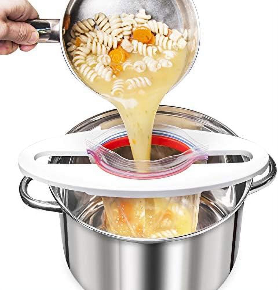 Fill & Store Plastic Zip Lock Freezer Bag Holder For Soups, Sauces, Meal Planning And More