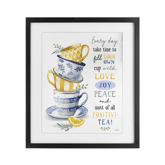 Stupell Industries Fill Your Own Cup Tea Black Framed Print Under Glass, design by Elizabeth Tyndall