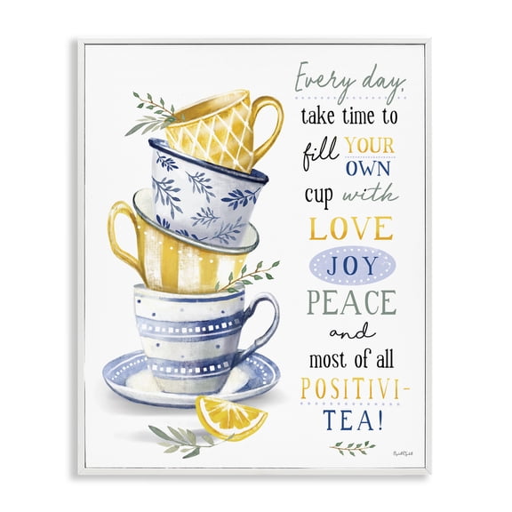 Stupell Industries Fill Your Own Cup Tea White Framed Giclee Art, design by Elizabeth Tyndall