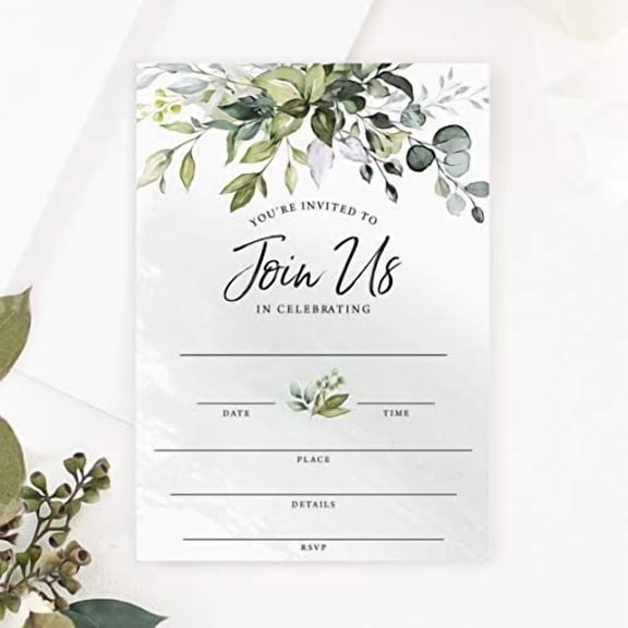 Fill-in Invitations and Envelopes, Eucalyptus Greenery, Set of 25$$Home Decor, Kitchen, & Other