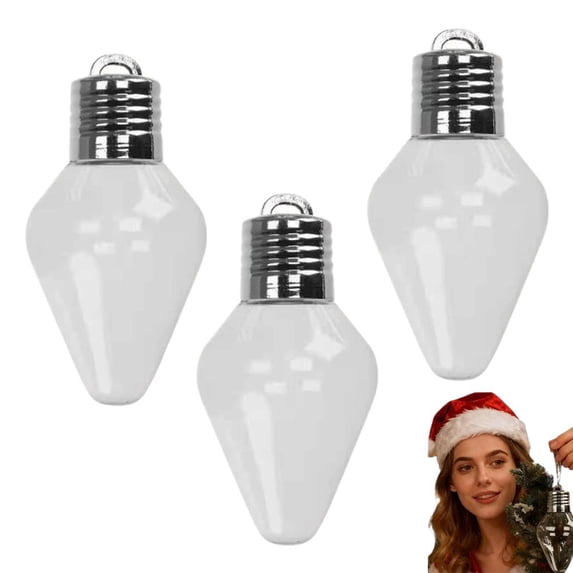 Fillable Christmas Ornaments 6PCS, Clear Plastic Light Bulb Gift Jars ...